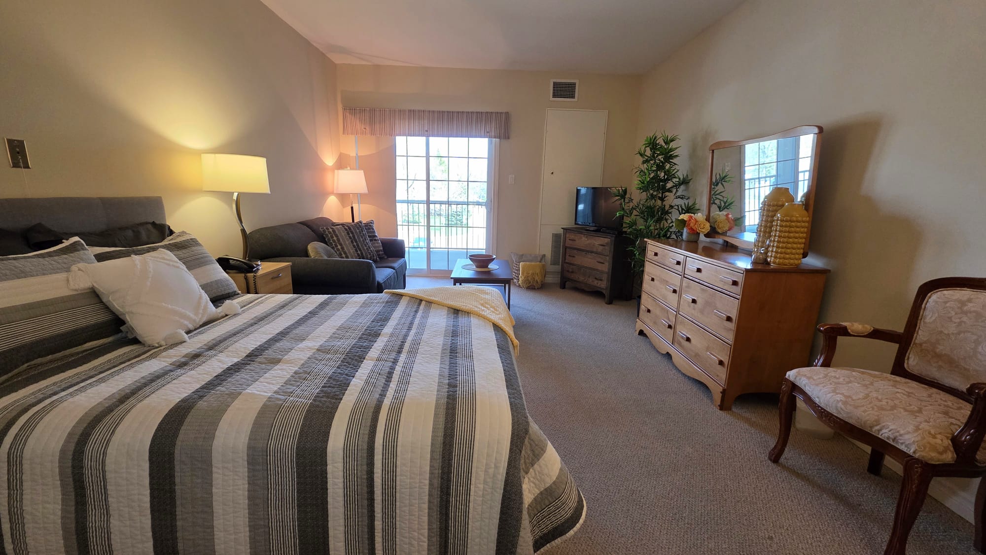 Caregiver supporting a senior resident