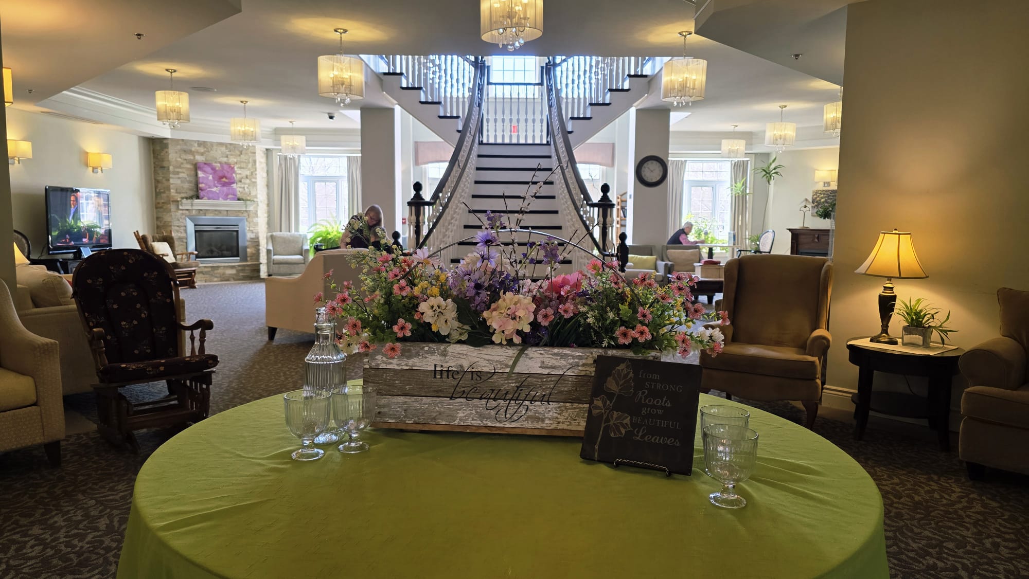 Caregiver supporting a senior resident